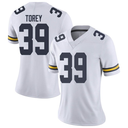 Matt Torey Michigan Wolverines Women's NCAA #39 White Limited Brand Jordan College Stitched Football Jersey ZAU8754GX
